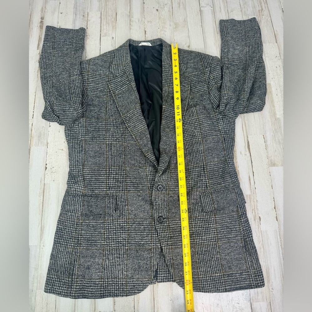 Haggar Mens Sport Coat Two Button Gray Nailshead Glen Checked Silk 44L - Picture 5 of 13